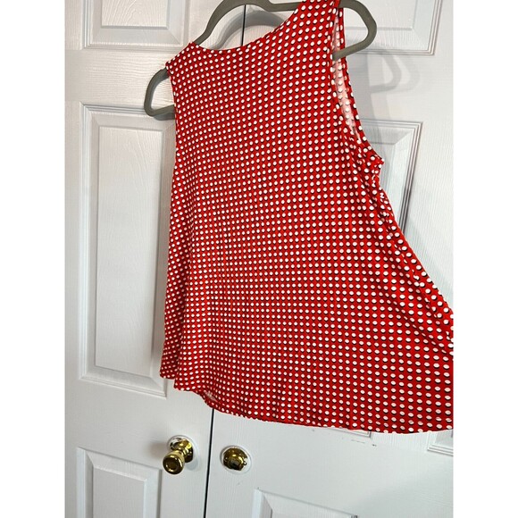 Bobeau Women's Top Lg Red Polka Dot Sleeveless Crossover - Picture 9 of 9